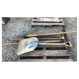 LONG HANDLED TOOLS - SCOOP SHOVEL, GARDEN RAKES,