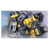 DEWALT - TOOLS, CHARGERS, BATTERIES IN TOTE