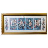 34 (B A T H) CHERUBS ART FRAMED 21 X 9