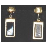 (531) 1.25" AVON GOLD TONE DANGLE EARRINGS - BLACK