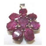 (446) 2" STERLING SILVER RUBY PENDANT