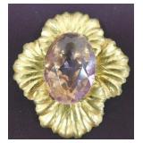 (217) 3" GOLD TONE ASCOT CLIP WITH PURPLE STONE