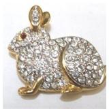 (416) 1.5" RHINESTONE RABBIT WITH RED EYE