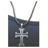 (411) I" STERLING CROSS WITH 18" NECKLACE