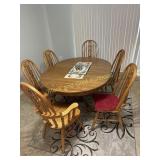 Claw Foot, Engraved Oak Dining Table & Chairs