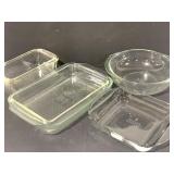 Six Assorted Glass Baking Dishes