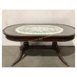 VTG Imperial Glass-Top Mahogany Coffee Table