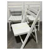 (3) White Wood Folding Patio Chairs