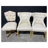 (3) Upholstered Fabric Chairs, (1) w/ Wheels