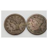 1846 and 1851 large cents, circulated