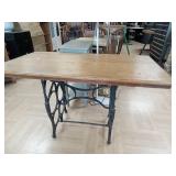 >Wood table with iron legs