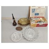 Ash trays, Avon pipe (with contents) and hair