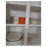 Corelle dishes, generic cups, mugs +