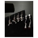 3 pairs of silver earrings