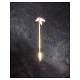 10K Yellow Gold Stick Pin with Genuine Pearl