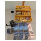 Tackle box with contents & Shakespeare fishing