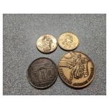 Tokens, and, 2 $1 coins