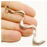 2.5" Signed Sterling Silver Squiggle Pendant 5.8g