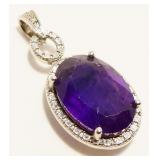 1" Sterling Silver Gemstone Pendant 2.7g