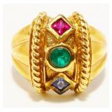 Gold/Sterling Silver Gemstone Ring Sz 7 8g