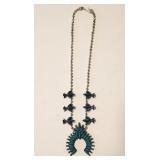 Faux Turquoise Costume Squash Blossom Necklace