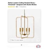 New 3 pcs; Rattan Lantern Ceiling Pendant Brass -