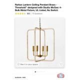 New 4 pcs; Rattan Lantern Ceiling Pendant Brass -