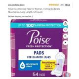 New 22 packs; Poise Incontinence Pads for Women,