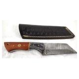 Damascus Rvrs Tanto Knife w/2-Color Handle, Sheath