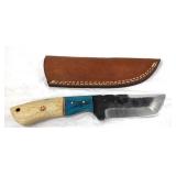 Tanto Knife w/Wood Grain Handle, Sheath