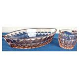 Pink Depression Glass Serving Bowl & Creamer (2)