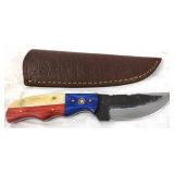 Knife w/TX Flag Handle, Brown Sheath, New