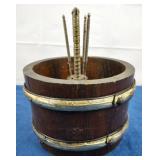 Vintage Wood Nut Bowl w/ Picks & Nut Cracker