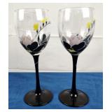 Floral Design Wine Glasses (2)