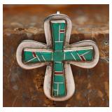 Native American Turquoise Cross Pendant, 11.4g