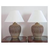 Abstract Monstera Leaf Pottery Table Lamps (2)