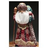 Russian Vintage Hand Carved Painted Wood Santa