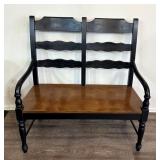 Lightly Distressed Black Double Seat Entry Bench