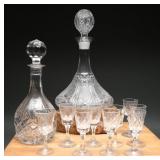 Lead Crystal Liquor Decanters with 7 Clipper Glass