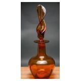 1960s Amber Flame Stopper Decanter