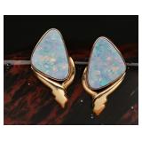 14k Gold Custom Earrings w/ Blue Fire Opals, 4.55g