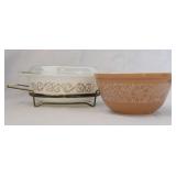 Pyrex Empire Gold Scroll & Tan Woodland (2)