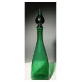 Pilgrim Glass Emerald Crackle Glass Decanter