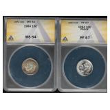 NGC Graded MS 64 & PF 67 1964 Roosevelt Dime(2)