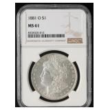 NGC Graded MS 61 1881-O Morgan Dollar