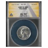 ANACS Graded Quarter 1957-D AU50 Polished