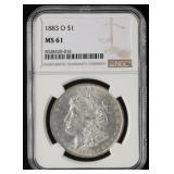 NGC Graded MS 61 1883-O Morgan Dollar