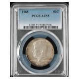 PCGS Graded Kennedy Half Dollar AU55 1965