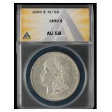 ANACS Graded AU 58 1890 Morgan Dollar