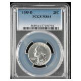 PCGS Graded Quarter 1955-D MS 64